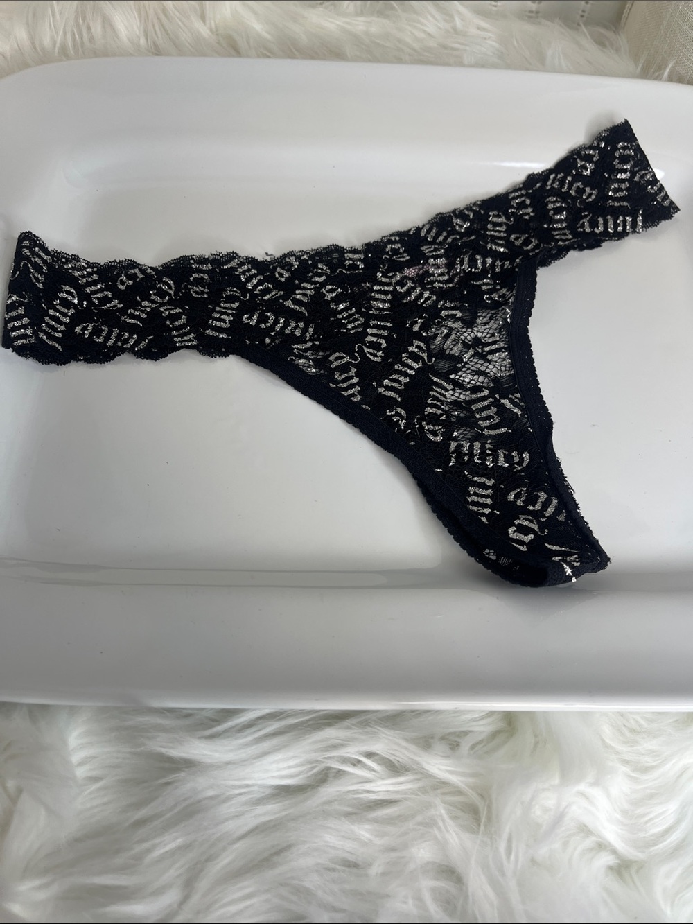 Juicy Couture Black Lace Thong Panty